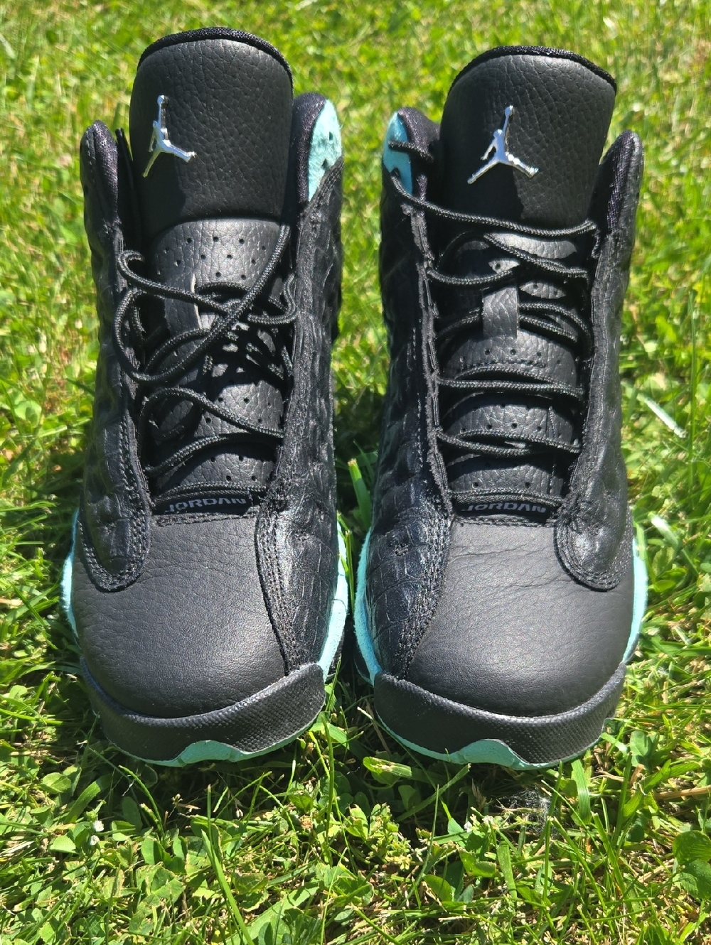 Jordan Kids' High-Top Sneakers - Black with Turquoise Accents